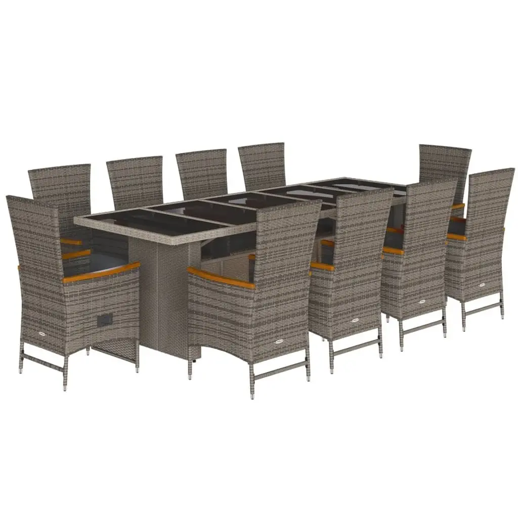 11 Piece Garden Dining Set Outdoor Furniture Grey Poly Rattan Patio Table Chairs