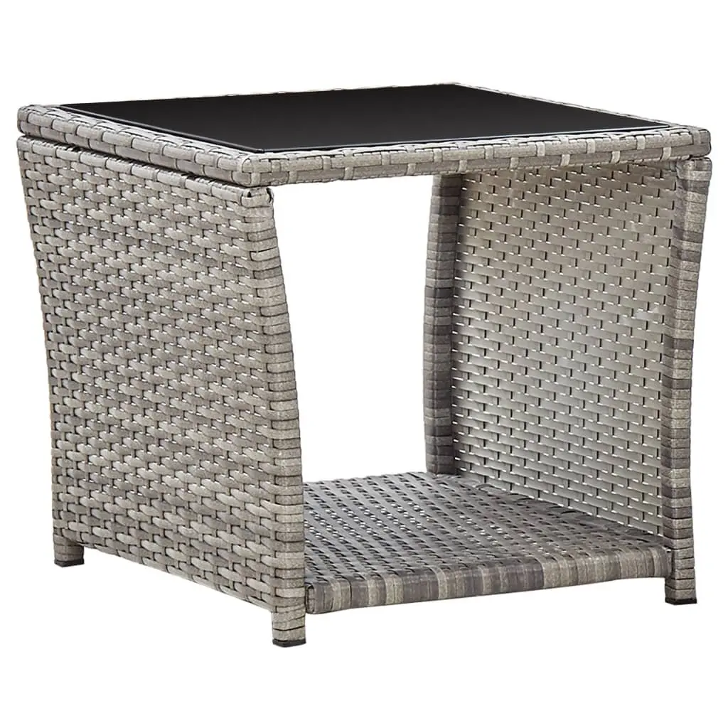 Garden Dining Set 3 Piece Grey Poly Rattan Outdoor Furniture Patio Table Chairs