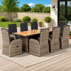 9-Piece Garden Dining Set: Dimensions and Features Listed