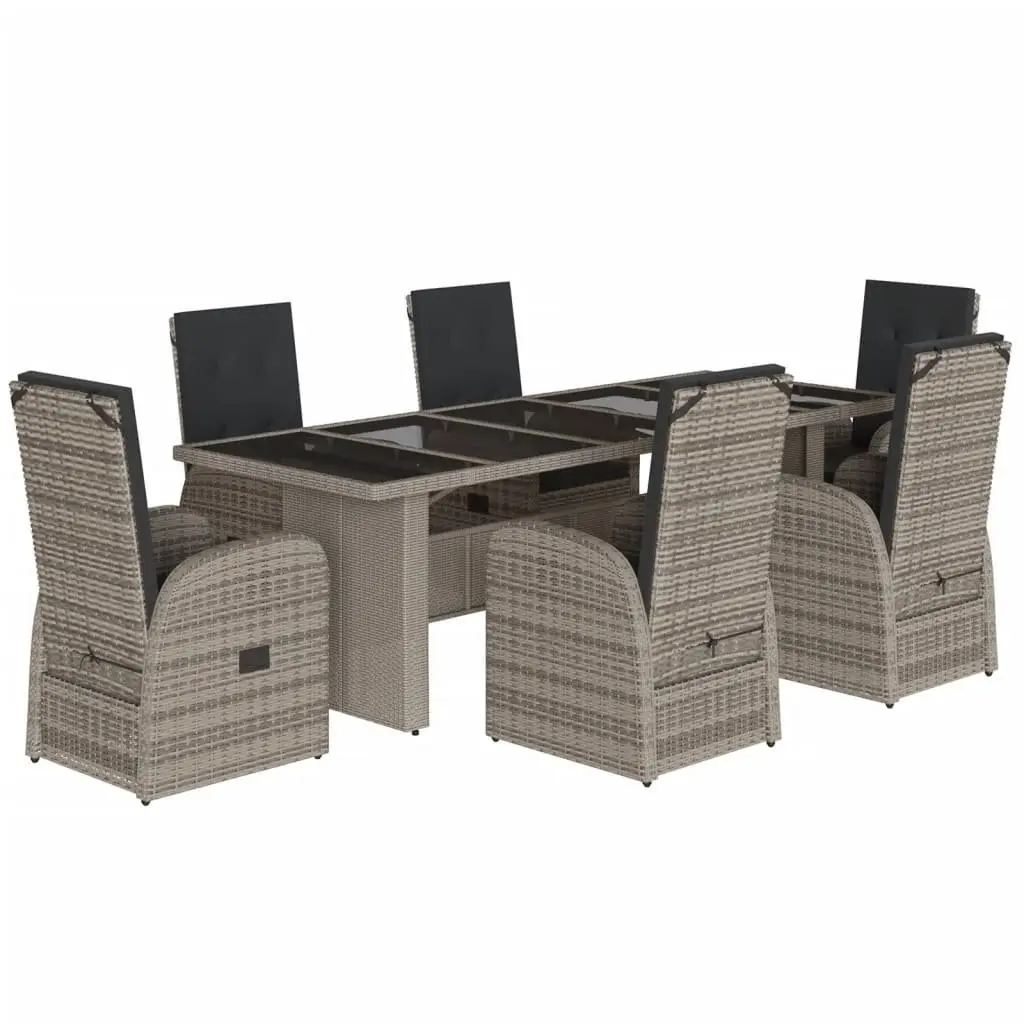 Garden Dining Set Outdoor Furniture 7 Piece Grey Poly Rattan Patio Chairs Table