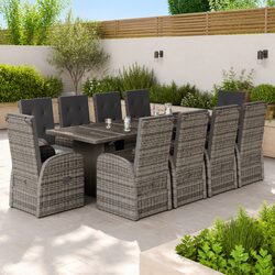 11 Piece Garden Dining Set: Grey Poly Rattan Specifications