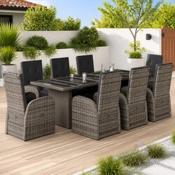 9 Piece Garden Dining Set: Dimensions and Material Details