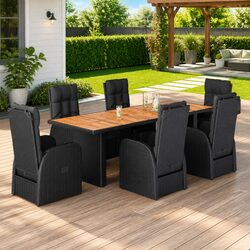Specifications of 7 Piece Black Rattan Garden Set