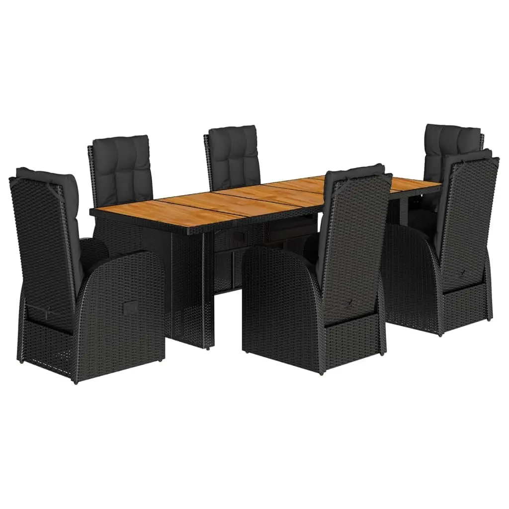 7 Piece Black Rattan Garden Set