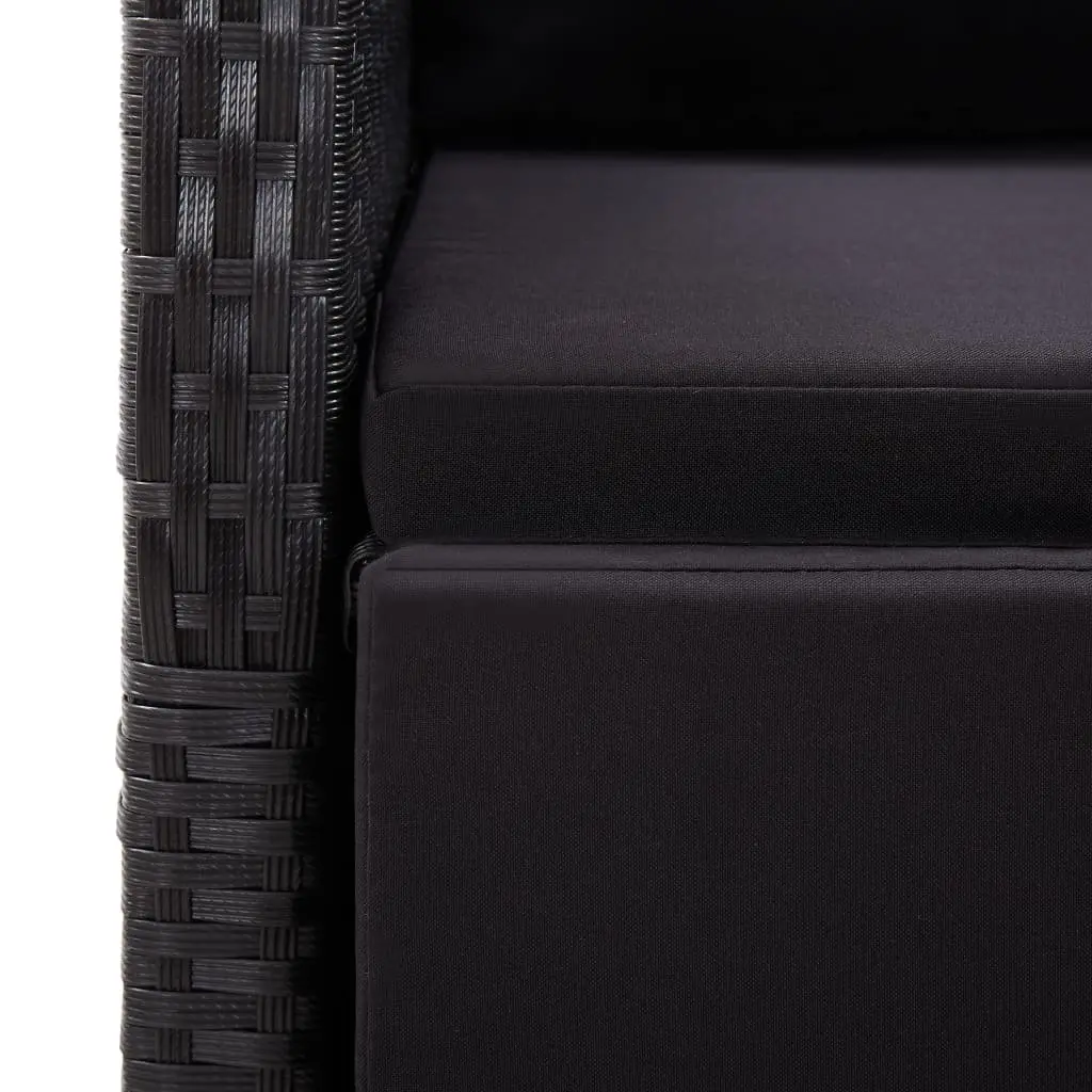 Outdoor Garden Dining Set 9 Piece Black Poly Rattan Furniture Patio
