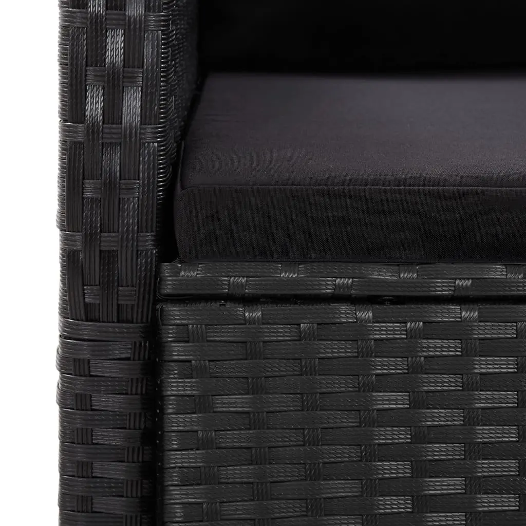 Garden Dining Set Outdoor Furniture 11 Piece Black Poly Rattan with Cushions