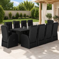 Garden Dining Set Specifications: 11 Pieces in Black