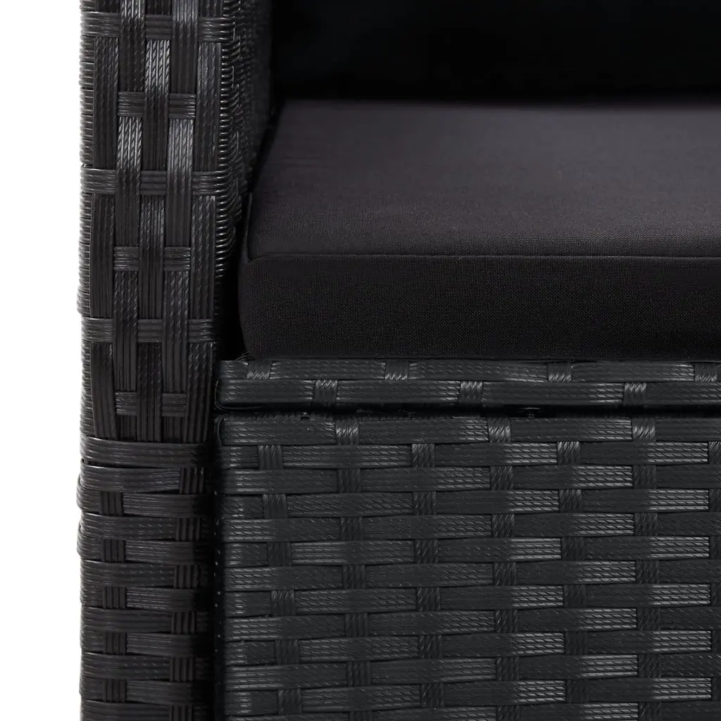 Garden Dining Set 9 Piece Outdoor Furniture Black Poly Rattan with Cushions