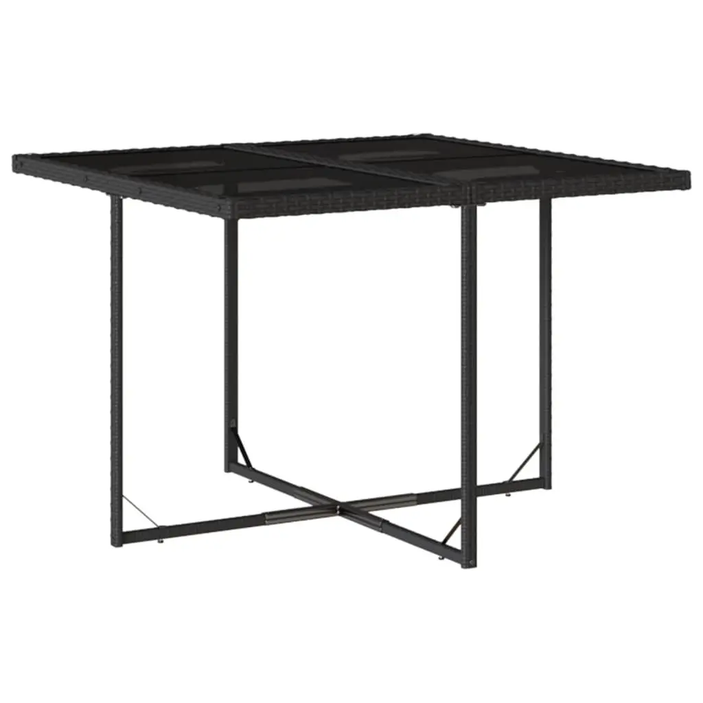 5 Piece Garden Dining Set Outdoor Use Black Poly Rattan Table Chairs