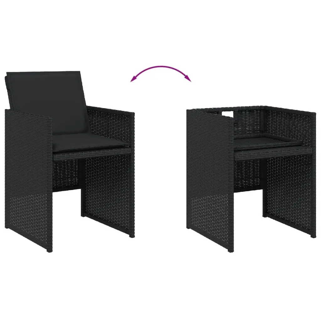 5 Piece Garden Dining Set Outdoor Use Black Poly Rattan Table Chairs