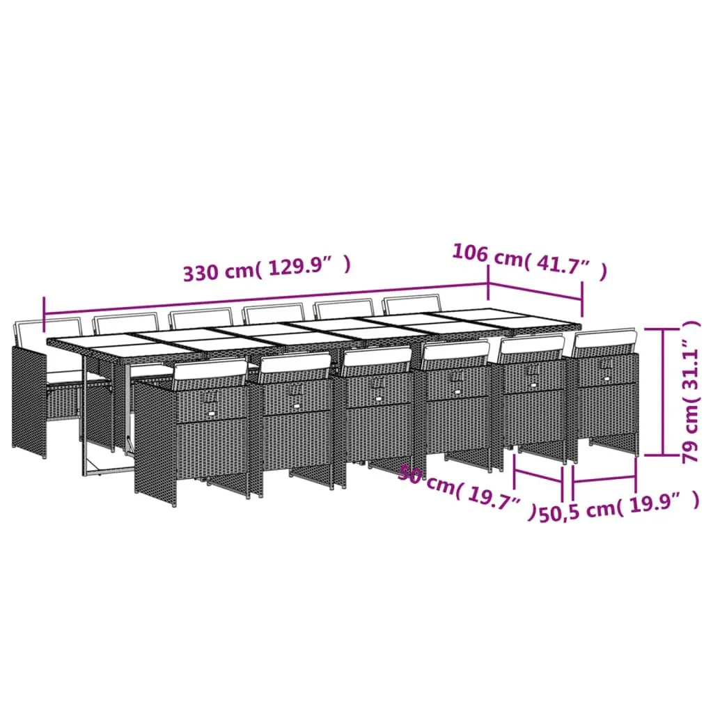 13 Piece Outdoor Dining Set Garden Patio Furniture Black Foldable