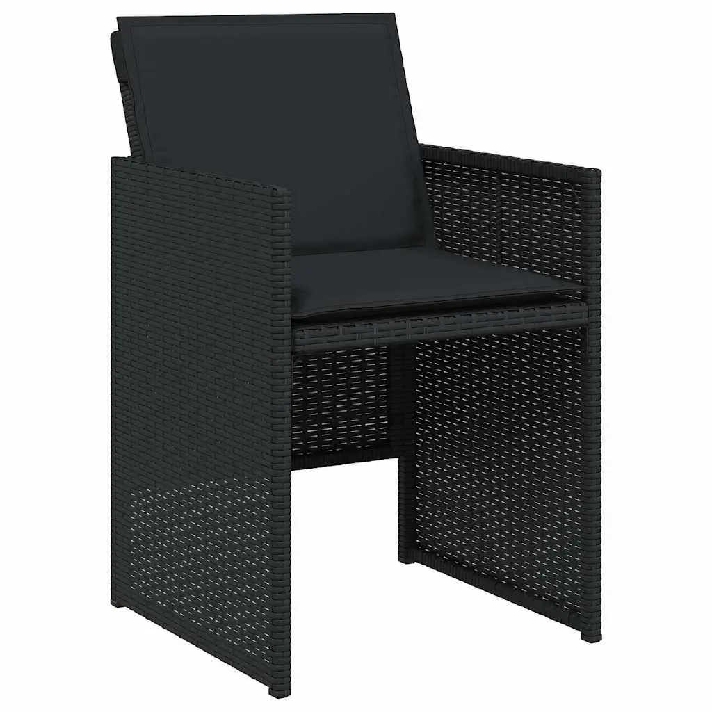 9 Piece Black Poly Rattan Dining Set