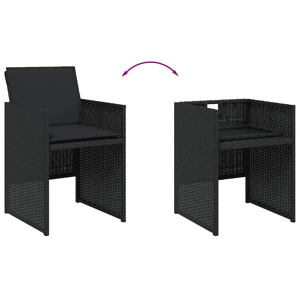 9 Piece Black Poly Rattan Dining Set