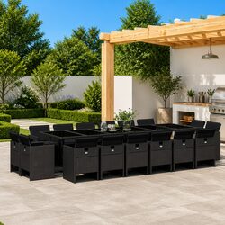 17 Piece Outdoor Dining Set with Tempered Glass Table