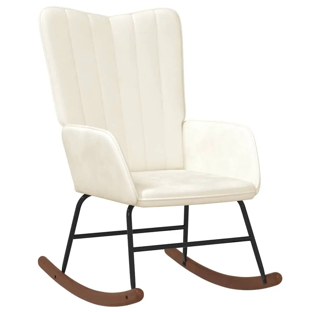 Rocking Chair Living Room White Velvet Padded