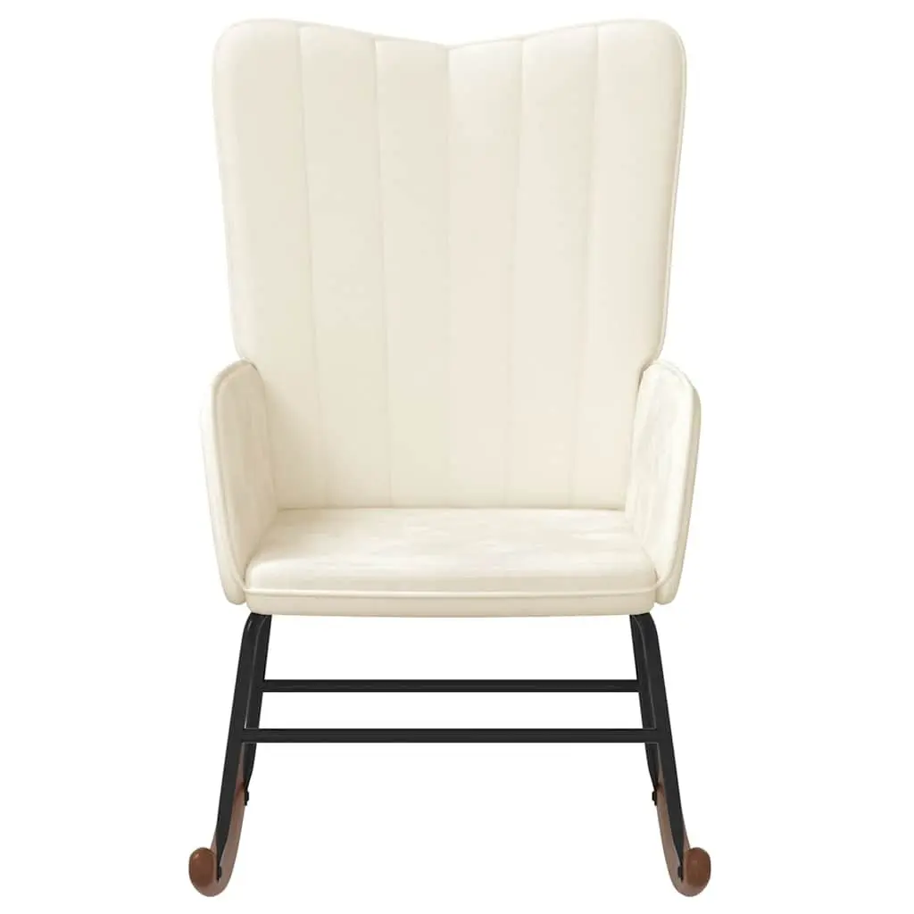 Rocking Chair Living Room White Velvet Padded
