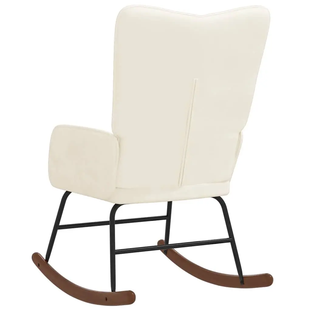 Rocking Chair Living Room White Velvet Padded