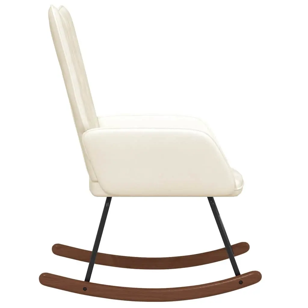 Rocking Chair Living Room White Velvet Padded