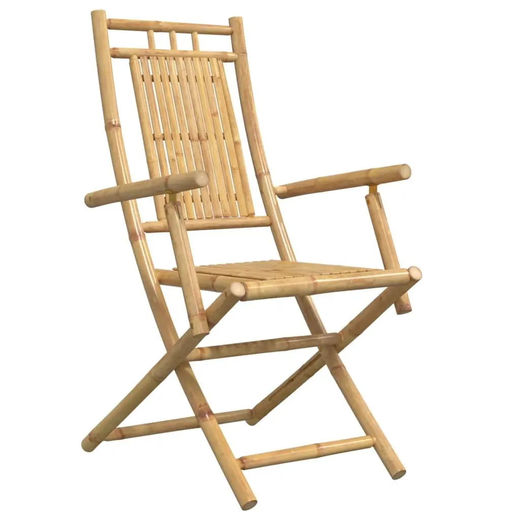 Bamboo Folding Chairs 6 Piece Outdoor Dining Seating with Armrests and Backrest Brown 53x66x99 cm
