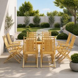Folding Garden Chairs Set: 8 Pieces, 53x66x99 cm, Brown