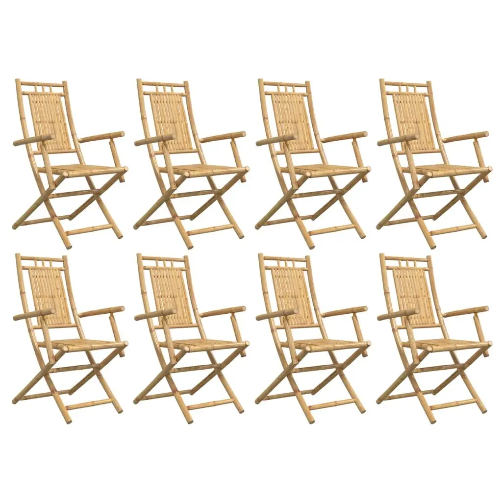 Folding Garden Chairs Outdoor Use 8 Piece Brown Bamboo Dining Chair Set