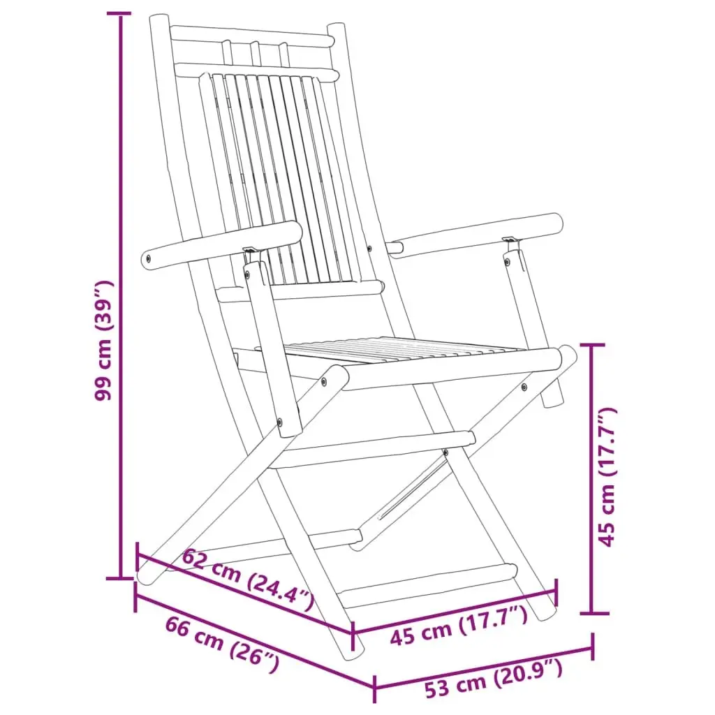 Folding Garden Chairs Outdoor Use 8 Piece Brown Bamboo Dining Chair Set