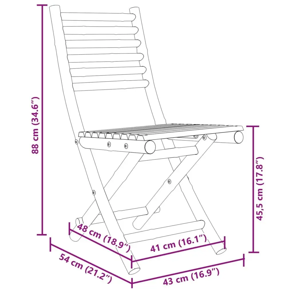 Folding Garden Chairs Outdoor Seating Set of 4 Brown 43x54x88 cm