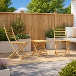 3 Piece Bamboo Bistro Set: Foldable Outdoor Furniture