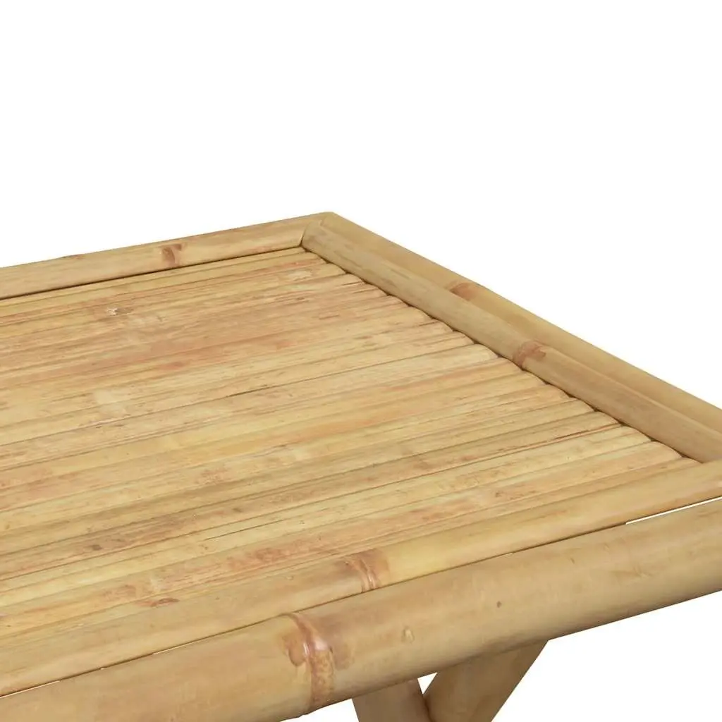 Bistro Set Outdoor Use Foldable Brown Bamboo Table and Chairs 3 Piece