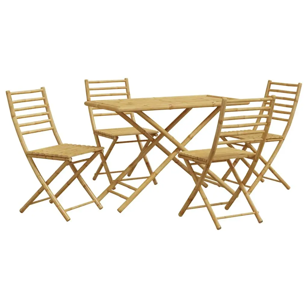 Garden Dining Set 5 Piece Foldable Outdoor Furniture Brown Backrest Chairs Table