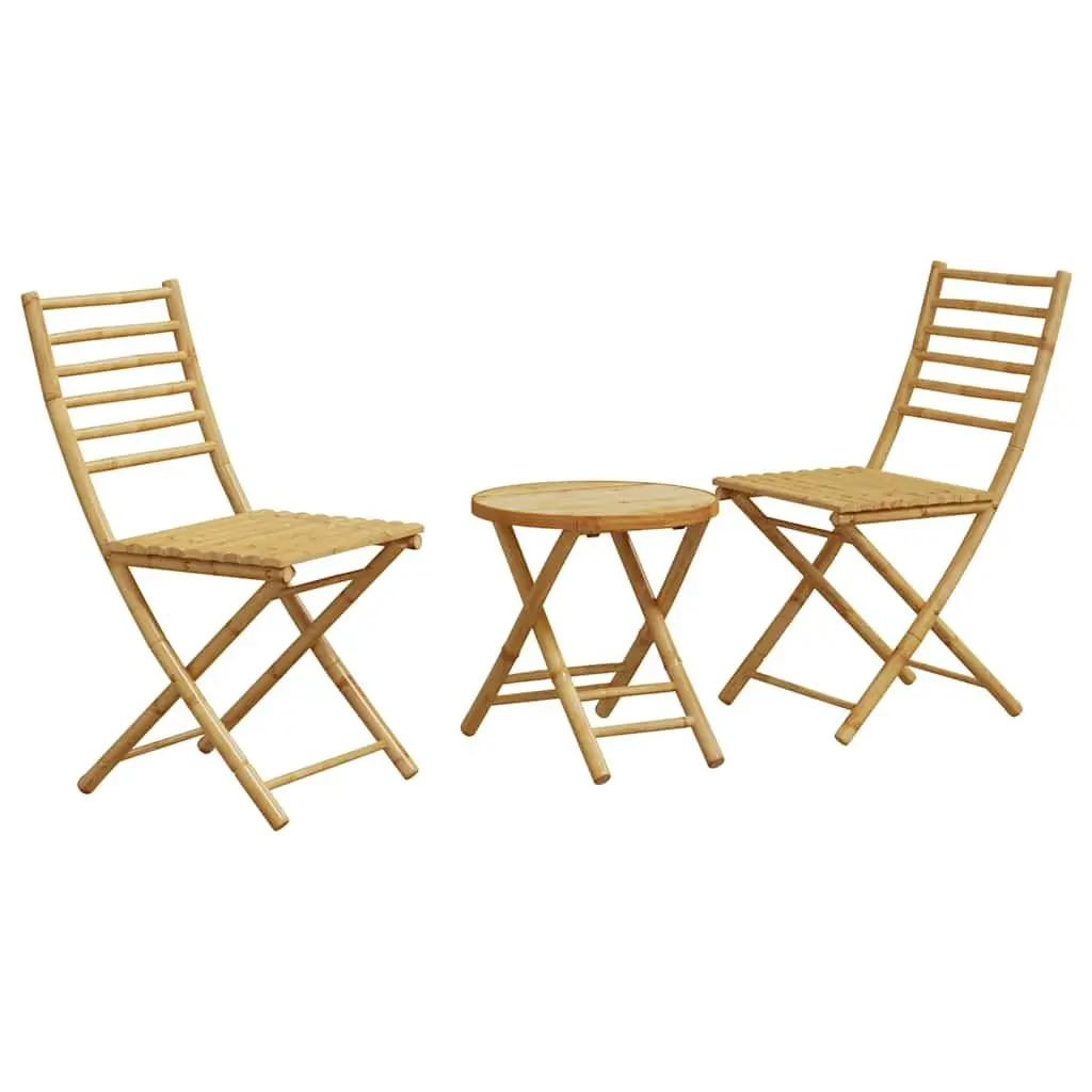 3 Piece Bistro Set Foldable Garden Furniture Brown Outdoor Patio Chairs Table
