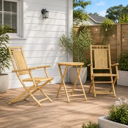 3 Piece Bistro Set: Brown Foldable Garden Furniture