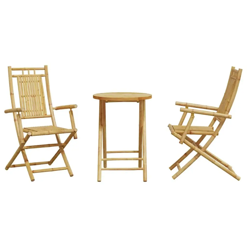 Bistro Set Outdoor Garden Furniture 3 Piece Foldable Brown Chairs Table