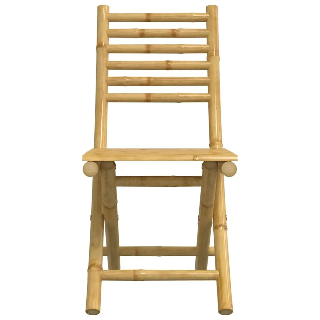 3 Piece Bistro Set Bamboo Brown Garden Outdoor Furniture Foldable Patio Chairs