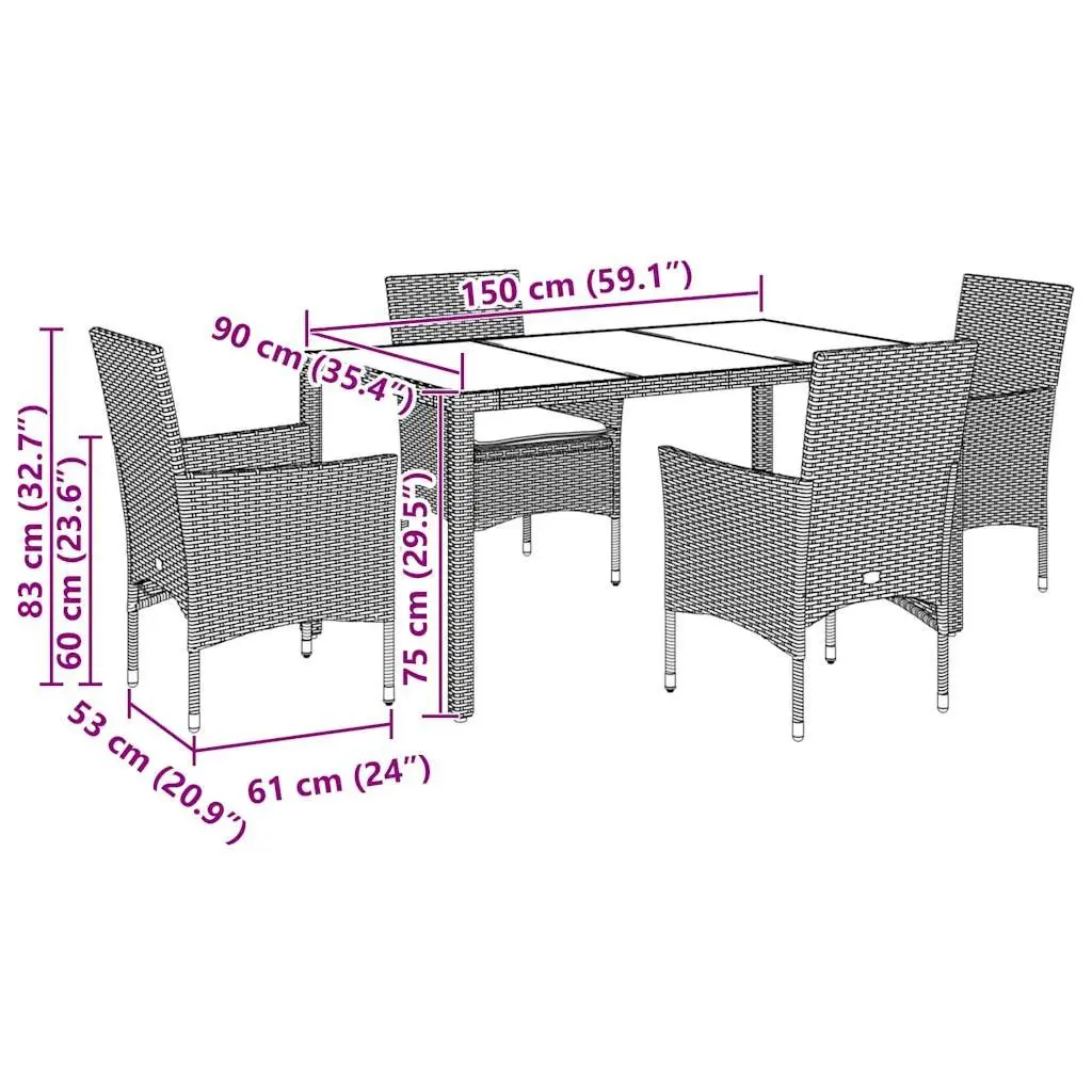 5 Piece Garden Dining Set