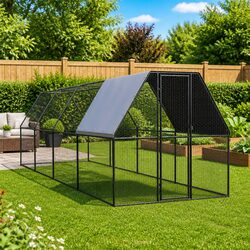 Chicken Cage 2x8x2m Galvanised Steel Outdoor Poultry Coop Enclosure Hens Ducks