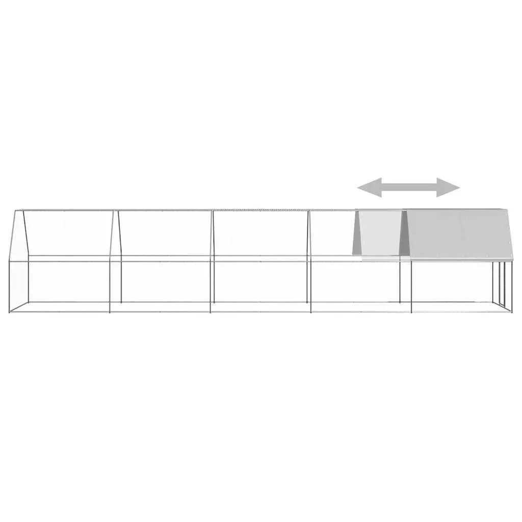 Chicken Cage Outdoor 2x10x2m Galvanised Steel Walk-In Coop