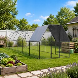 Chicken Cage 2x12x2m Galvanised Steel Outdoor Enclosure for Hens Ducks Small