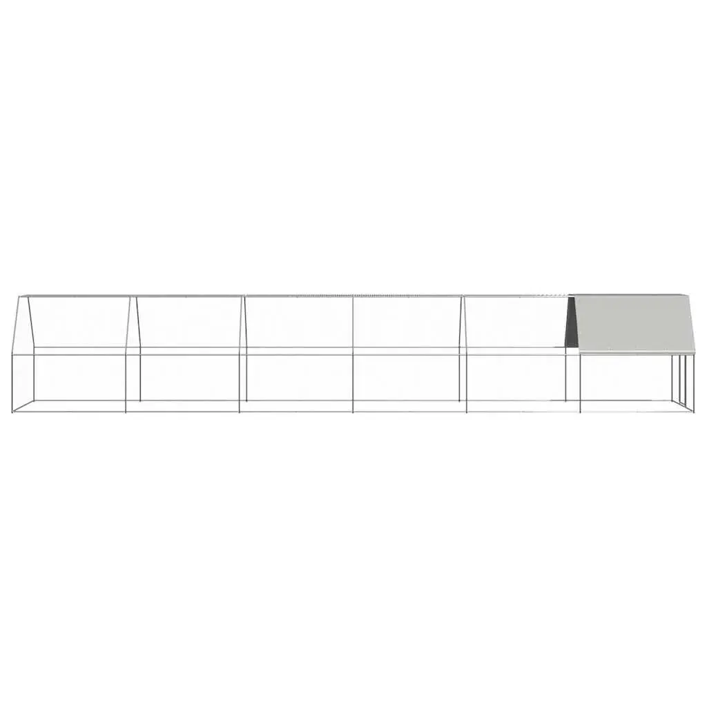Chicken Cage Outdoor Enclosure 2x12x2 m Galvanised Steel for Chickens Hens Ducks and Small Animals