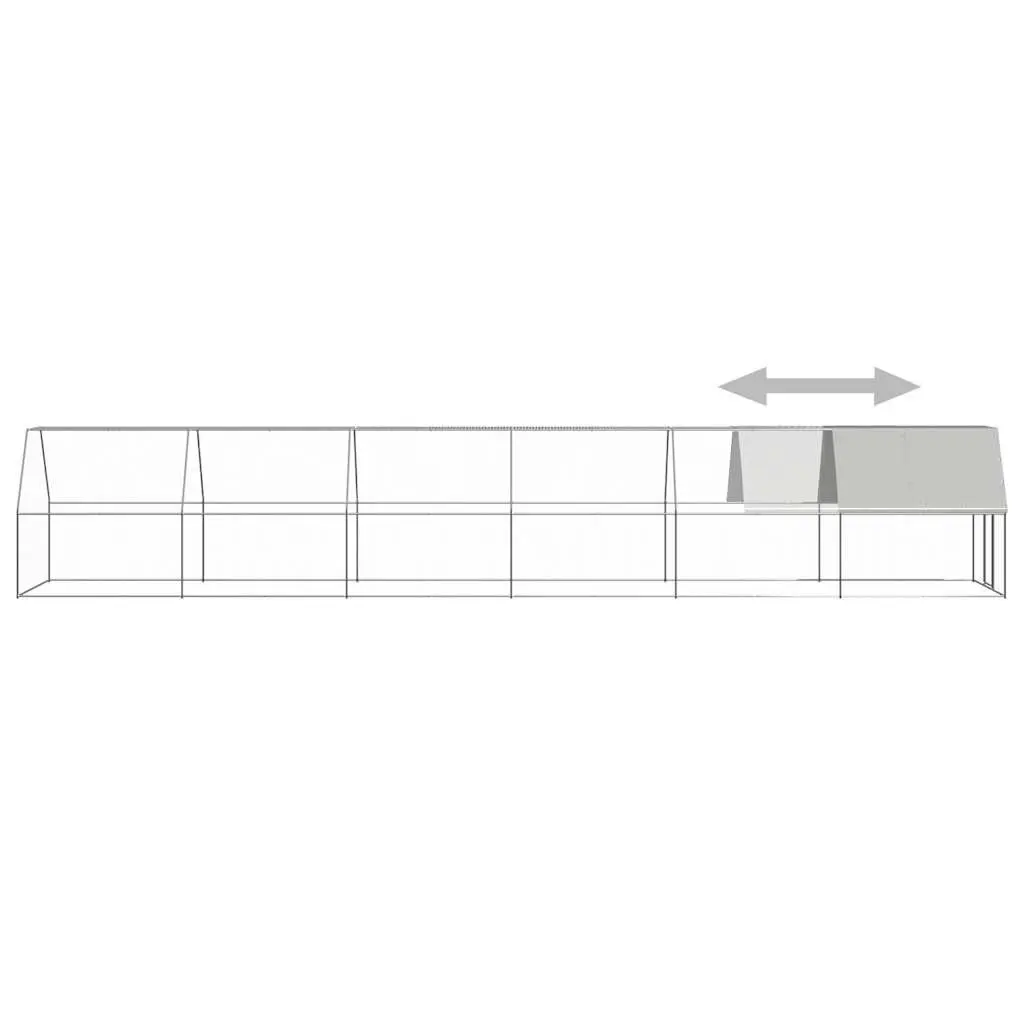 Chicken Cage Outdoor Enclosure 2x12x2 m Galvanised Steel for Chickens Hens Ducks and Small Animals