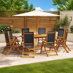 9 Piece Outdoor Dining Set: Dimensions and Materials