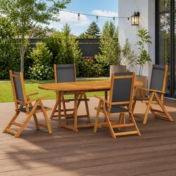5 Piece Garden Dining Set: 1 Table and 4 Adjustable Chairs