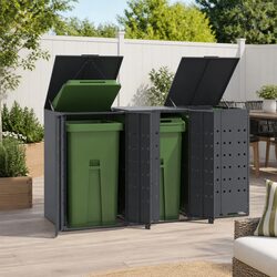 Wheelie Bin Storage Unit for 3 Bins: Anthracite, 207x79x117 cm