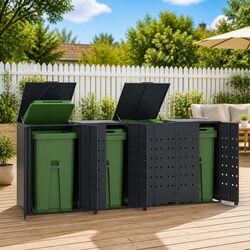 Wheelie Bin Storage Unit: 4 Bins Anthracite, 276x79x117 cm