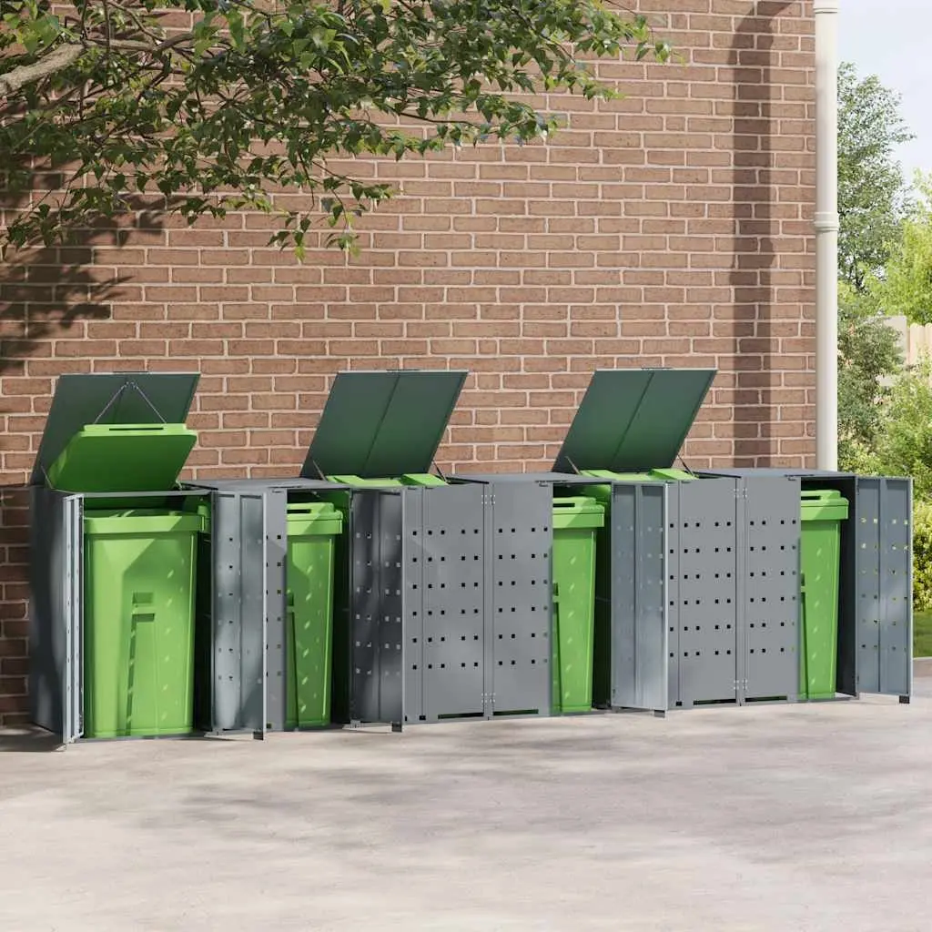 Wheelie Bin Storage Shed for Garden 414x79x117cm Steel Grey
