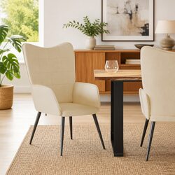 Modern Armchair in Cream with Padded Foam and Steel Support