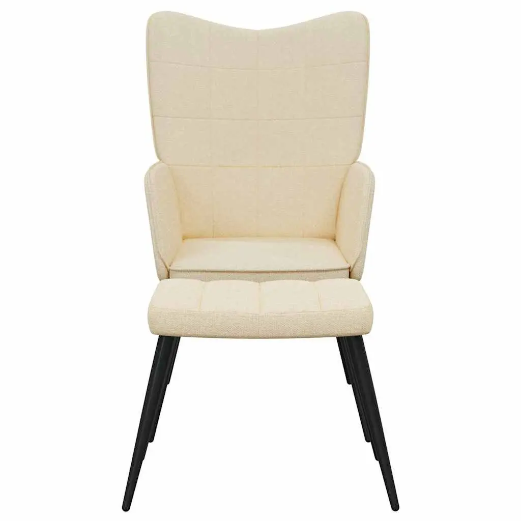 Relaxing Armchair Lounge Seat with Footstool Cream Fabric