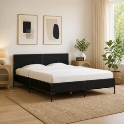 150x200 cm Bed Frame in Black, Engineered Wood & Metal