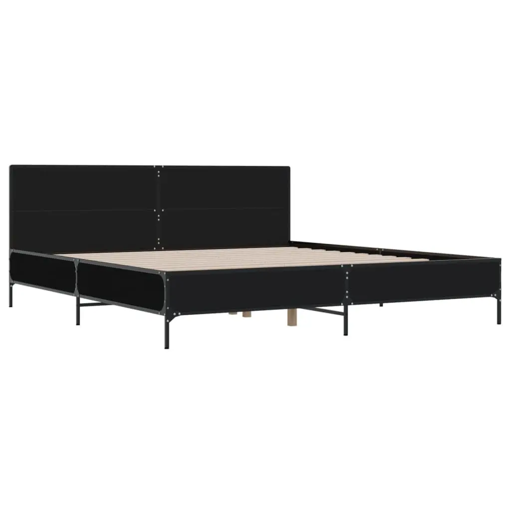 King Bed Frame 183 x 203 cm, Engineered Wood & Metal
