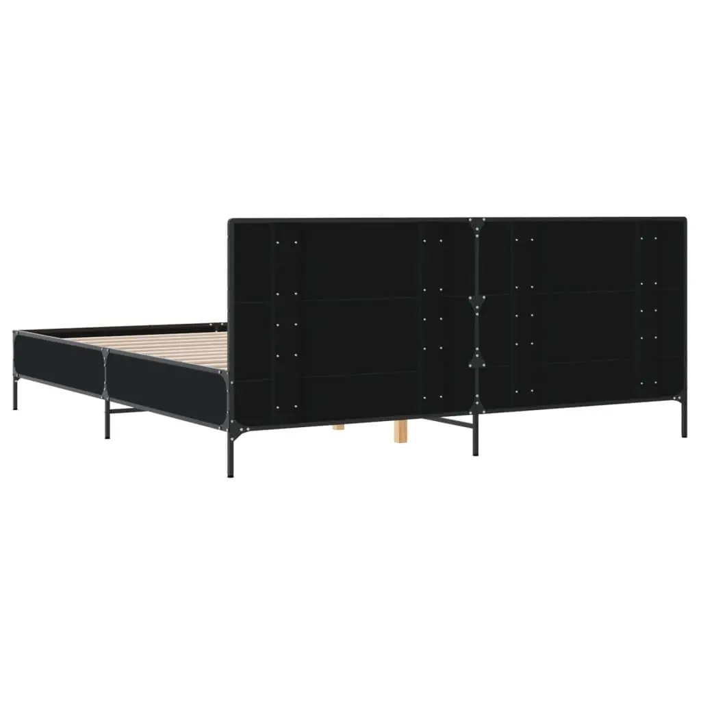 King Bed Frame 183 x 203 cm, Engineered Wood & Metal